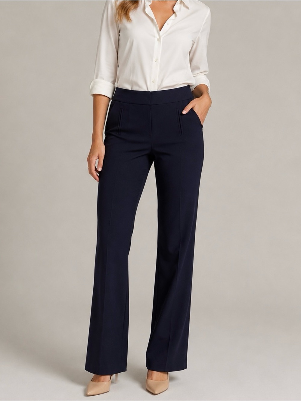 J. Crew Navy Straight-Leg Dress Trousers